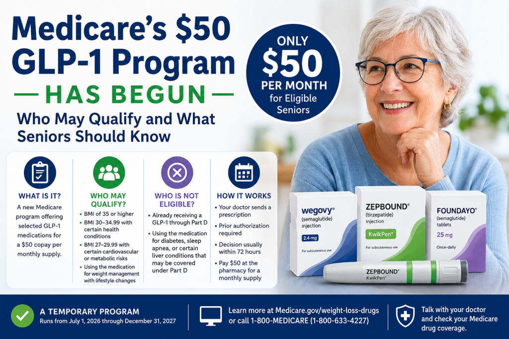 Medicare’s $50 GLP-1 Program Has Begun: Who May Qualify and What Seniors Should Know